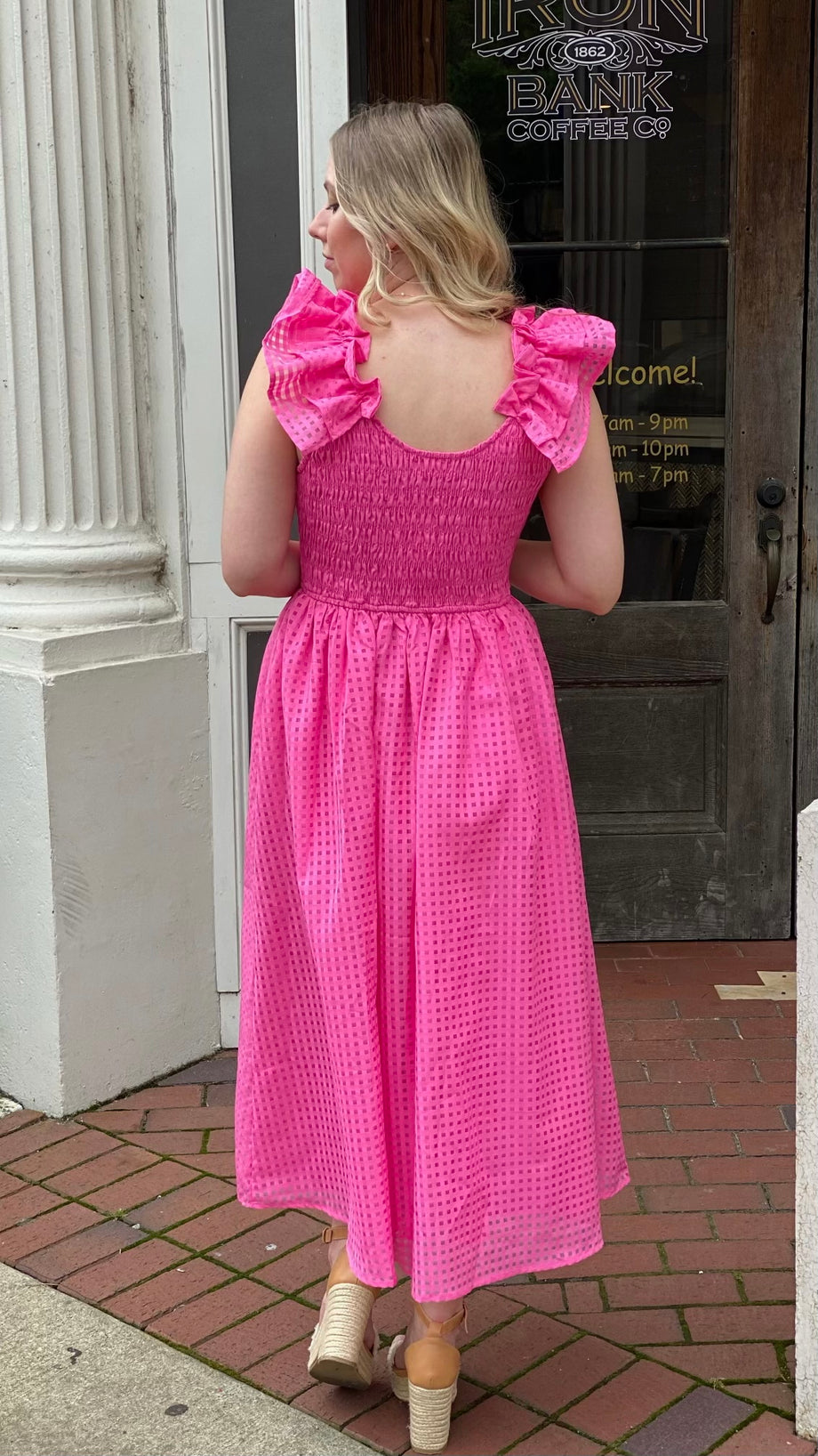 hot pink dress with pearls Hot Pink Dress – The Southern Pearl Uptown